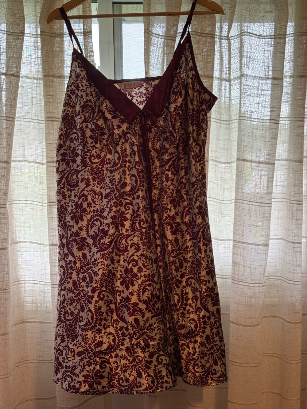 Cacique Cream and Plum Floral Satin Slip